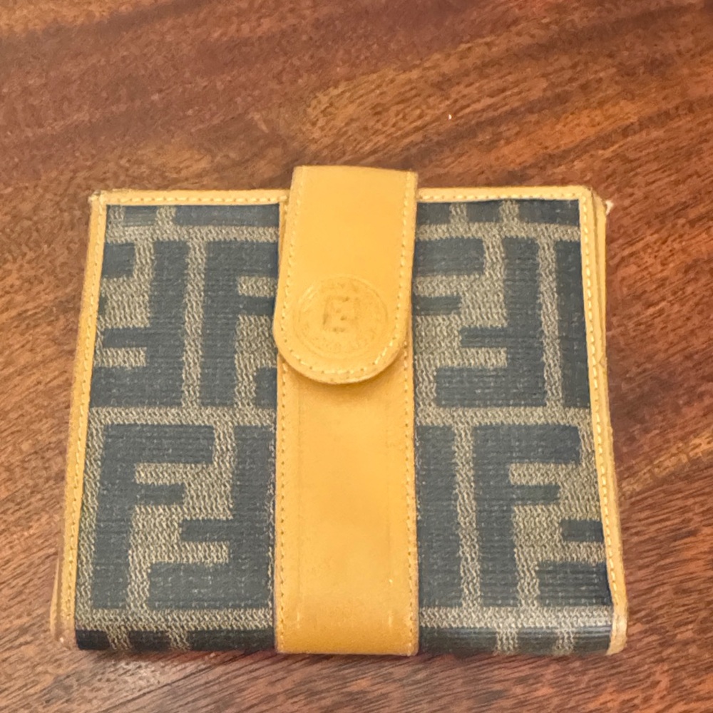 Fendi Gray and Yellow Monogram Wallet
